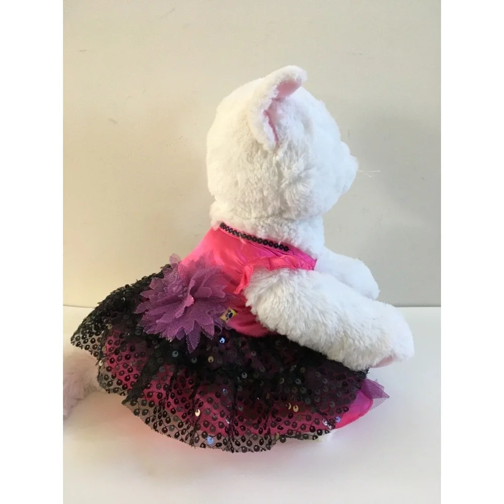 Build A Bear Cat Kitten Plush Aqua Blue Eyes 2013 w/ Gorgeous Pink Sequin Outfit
